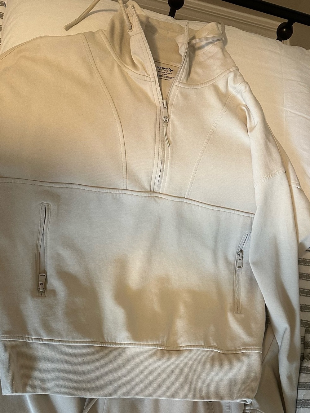 Women Half-Zip Hoodie Pullover - with matching pants- cream

Selling as set